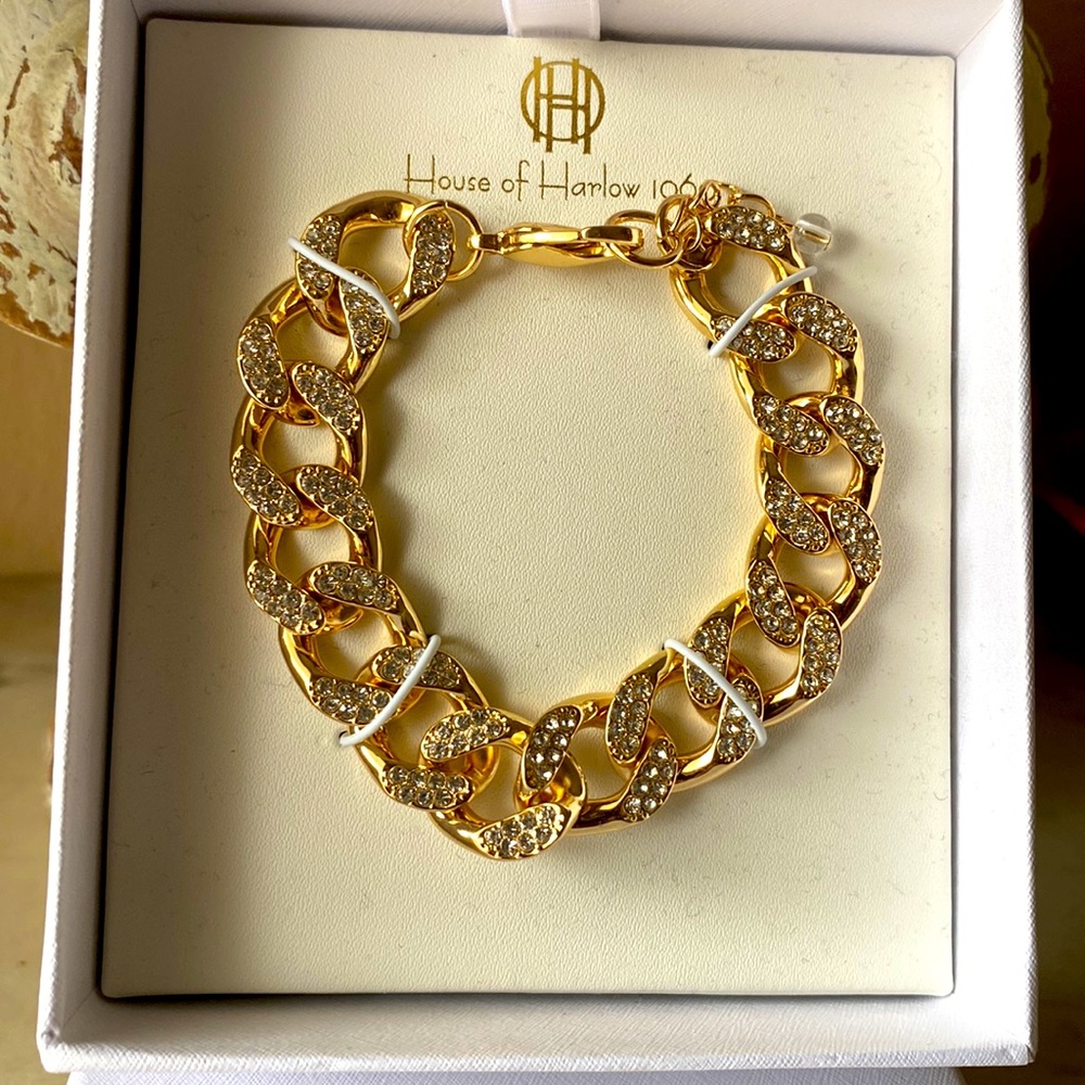 House of Harlow 1960 Gold & Rhinestones bracelet.